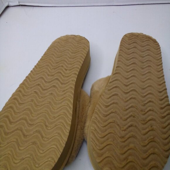 Muk Luks Platform Slipper Slides L 9-10 Faux Fur Plush Soft Brown - Picture 11 of 11